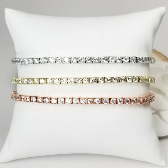 Bracelet / Anklet Pave CZ Diamond Slider NEW - Picture 3 of 11